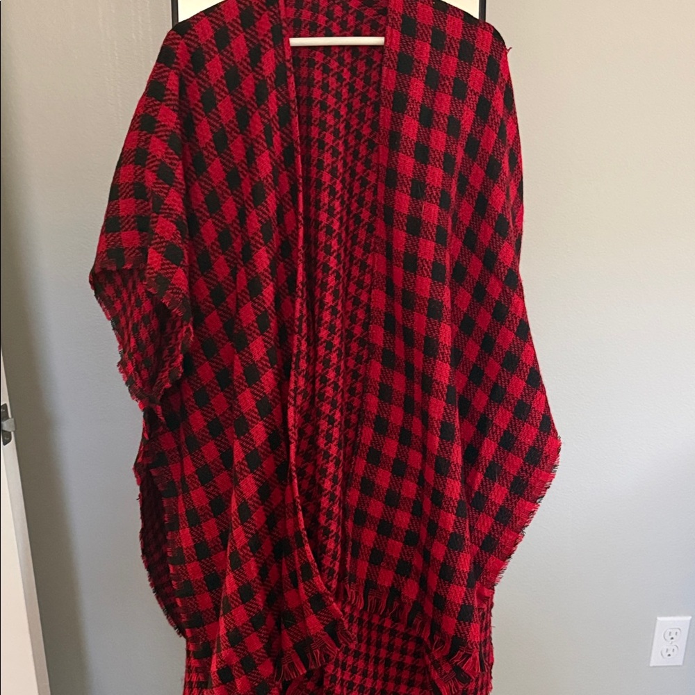 Red and Black Checkered Shawl
